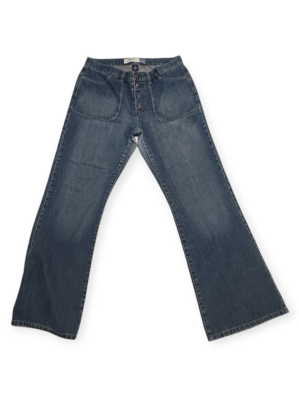 GAP Women’s Size 12 Indigo Relaxed Flare Jeans with Button-Fly - Picture 2 of 7